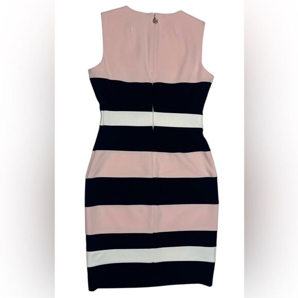 Tommy Hilfiger Pink Black White Striped Colorblock Sleeveless Mini Sheath Dresss - Picture 4 of 10